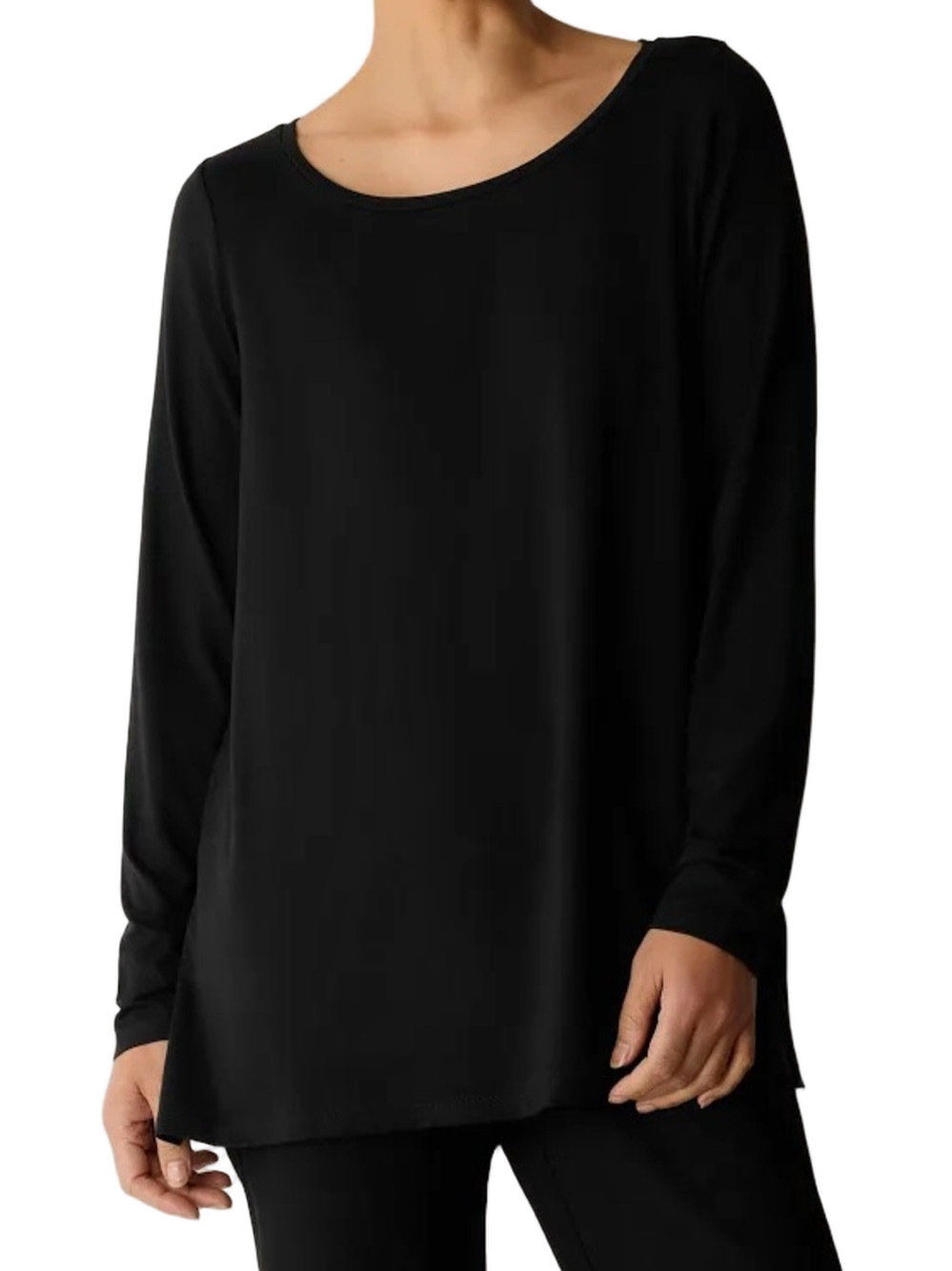 Eileen Fisher Ballet Neck Viscose Jersey High-Low Tunic Top Size Medium